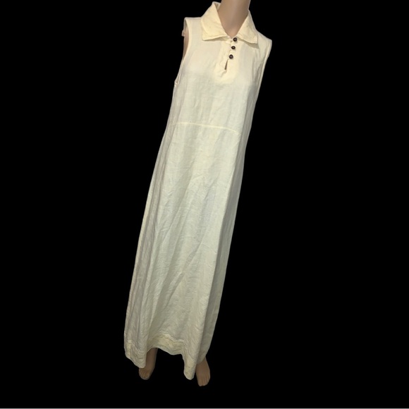 AlyWear 100% Linen Yellow Maxi Bohemian Sleeveless Dress, Size Small - Picture 4 of 16